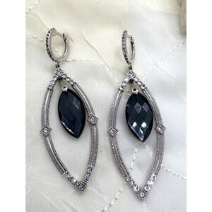 Jude Frances Sterling 925 Silver 10K White Topaz Dangle Drop Earrings *READ*